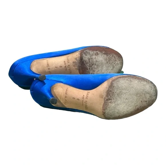 Kate Spade New York Peep Toe Blue Satin Pump Shoes Size 6. - Picture 5 of 7